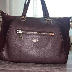 Coach Mixed Leather Primrose Satchel Burgandy